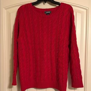 Lands' End Red Cable Knit Sweater